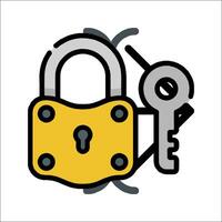 A lock and key icon on a white background vector