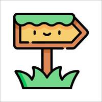 A cartoon sign with a smiley face on it vector