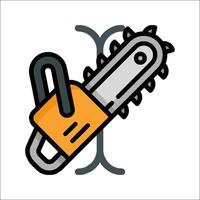 A chainsaw is attached to a pole vector