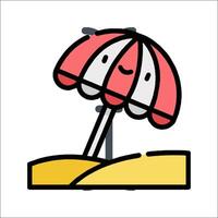 A cartoon beach umbrella with a smiley face vector
