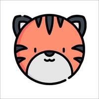 A cartoon tiger face with a black nose and black eyes vector
