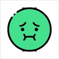 A green circle with a sad face on it vector