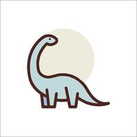 A dinosaur icon with a long neck and a long tail vector