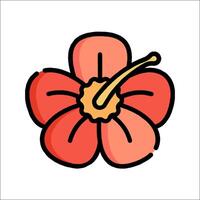 A red flower with a yellow center on a white background vector
