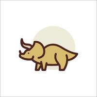A cartoon dinosaur with horns and a long tail vector