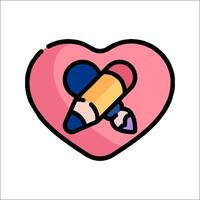 A heart with a pencil and a pencil in it vector