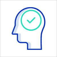 A person's head with a tick mark on it vector