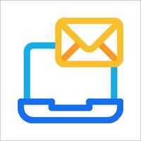 Email icon with a laptop and envelope vector