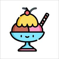 An ice cream sundae with a cherry on top vector