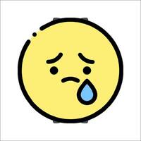 A sad emoticor with tears on it vector