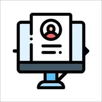 A computer monitor with a person's face on it vector