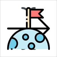 A cartoon of a flag on top of a planet vector