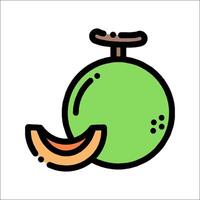 A green apple and a melon icon vector