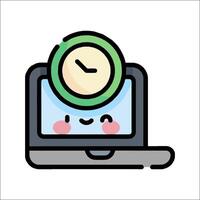 A laptop with a clock on top of it vector
