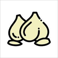 Two garlic cloves on a white background vector