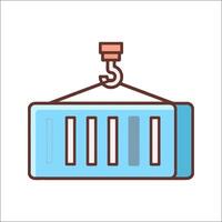 A blue container with a crane on it vector