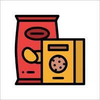A bag of chips and a box of cookies vector