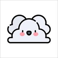 A cartoon cloud with a face and pink cheeks vector