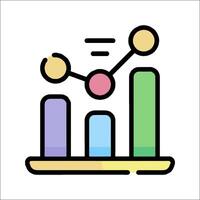 An icon of a bar chart with a graph on it vector