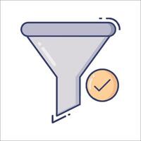 A funnel with a check mark and a check mark icon vector