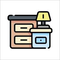 A kitchen cabinet with a lamp and a drawer vector