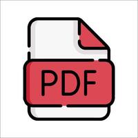 Pdf icon with red ribbon and white background vector