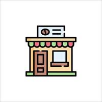 A small store with a sign on it vector