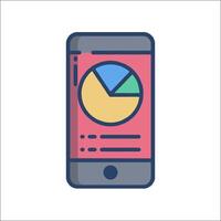 Mobile app icon with pie chart on the screen vector