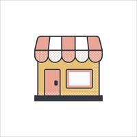 A small store icon with a window and a door vector