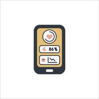 A smartphone with a heart rate monitor on it vector