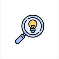 Magnifying light bulb icon illustration vector