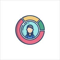 A woman in a circle with a circle icon vector
