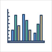 A bar chart icon with a line vector