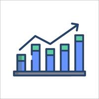 A graph chart with an arrow going up vector