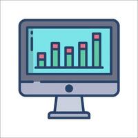 A computer monitor with a bar chart on it vector