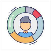 A person in a circle with a pie chart icon vector