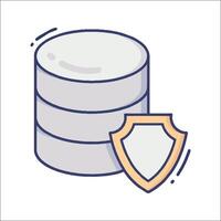 A stack of data with a shield on top vector
