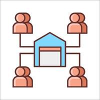 A group of people are connected to a house vector