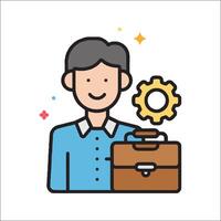 A man with a briefcase and a cogwheel icon vector