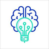 A light bulb with a brain inside it vector