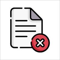 A document with a red cross and a red tick vector