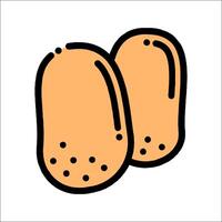 Two potatoes are shown in a line drawing vector