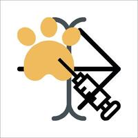 A dog paw with an arrow and a syringe vector