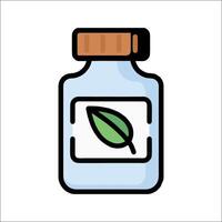 A bottle with a leaf in it on a white background vector