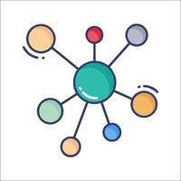 A network icon with different colored circles vector
