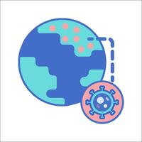 A globe with a gear on it and a virus vector