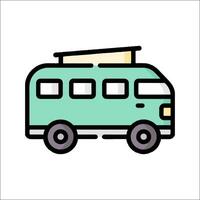 A green van with a roof on top vector