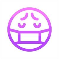 A purple and pink icon of a face with a mask vector