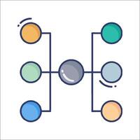 A diagram of a network with different colored circles vector