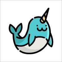 A narwhal with a unicorn horn on its head vector